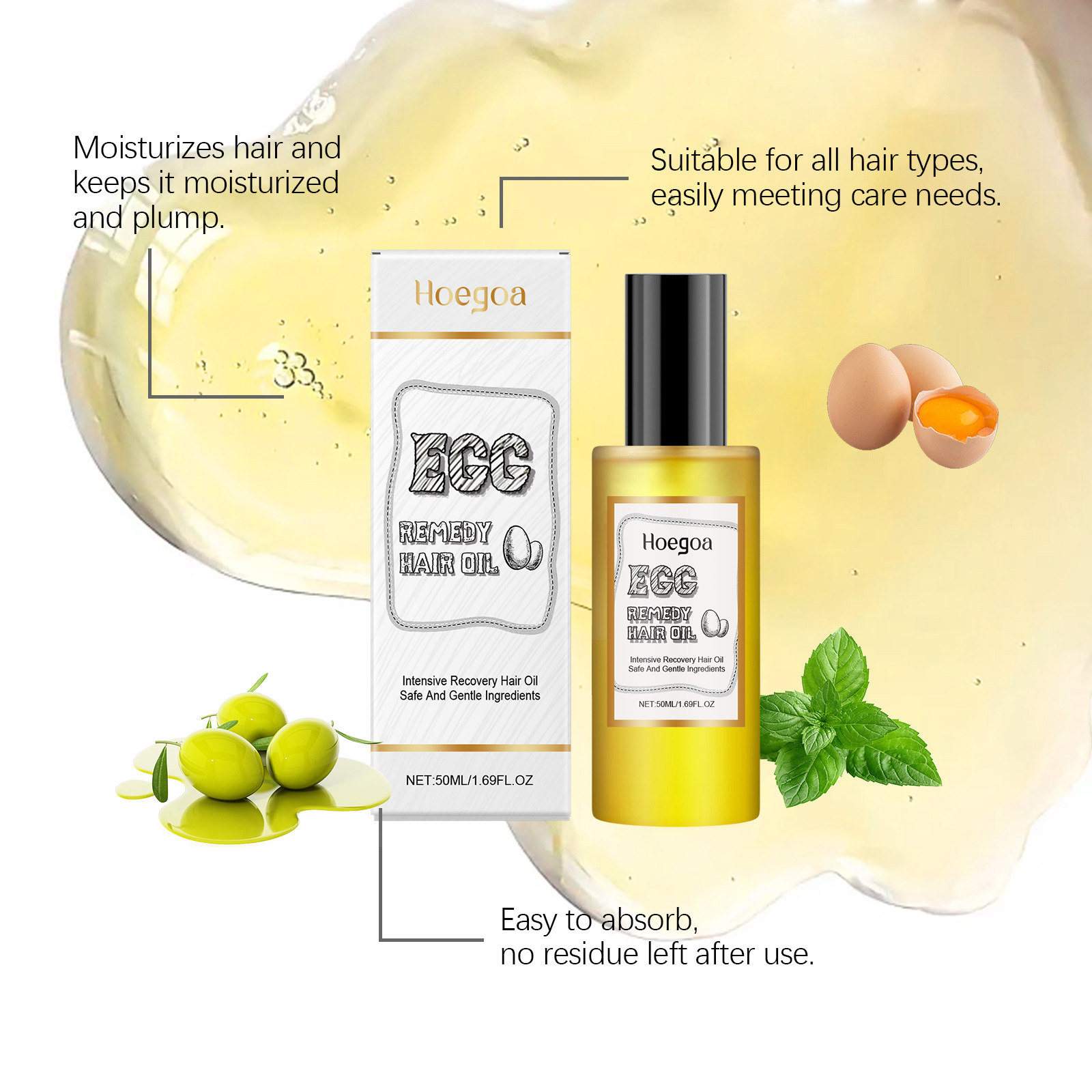 Egg Remedy Hair Oil Restore So - Hair Care For Dry And Frizzy Hair recension och pris