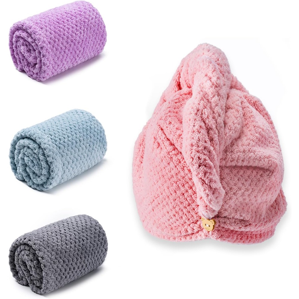 Microfiber Hair Towel Wrap 4 P - Hair Care For Curly Dry Hair recension och pris